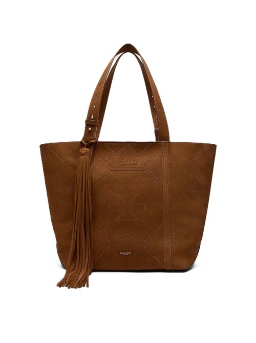 24/7 Bag East West in nabuk marrone con trama Golden Goose | GWA00785.A000917.55776DEEP CHESTNUT